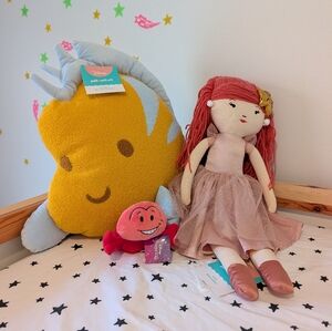 Disney Pillowfort Ariel Pillow Doll and Sidekick Flounder, plus Sebastian Bundle